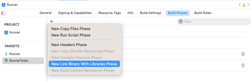 Add `Link Binary With Libraries` Build Phase