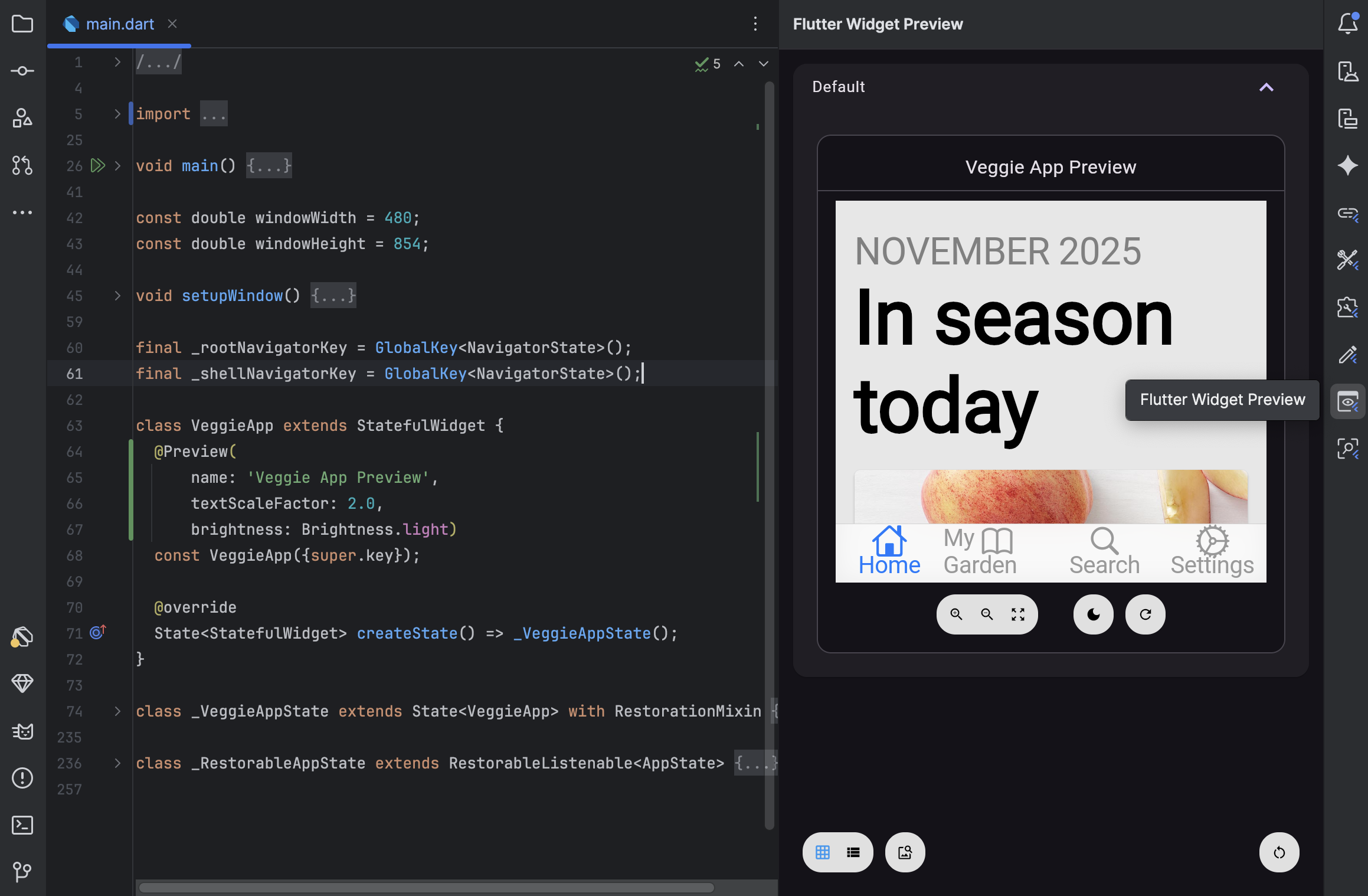 Flutter Widget Previewer in Android Studio