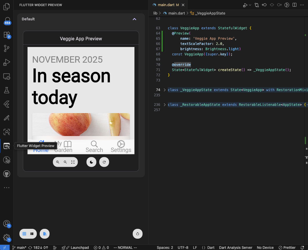 Flutter Widget Previewer in Visual Studio Code