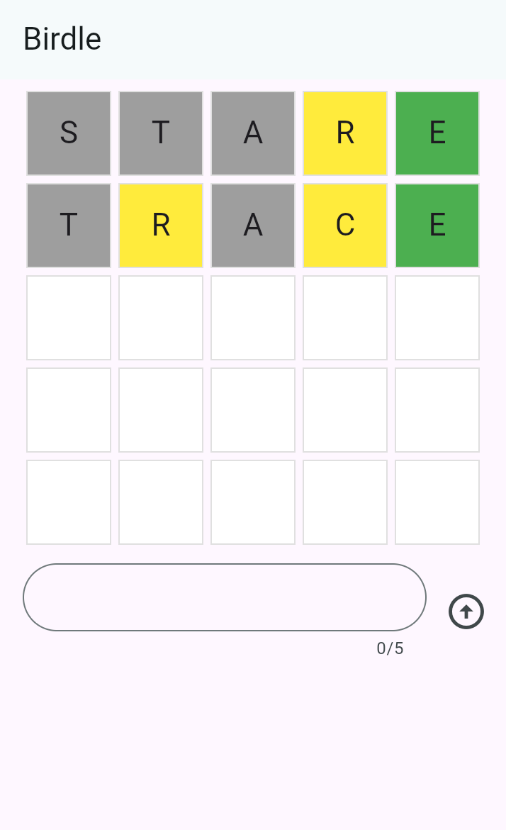 A screenshot that resembles the popular game Wordle.