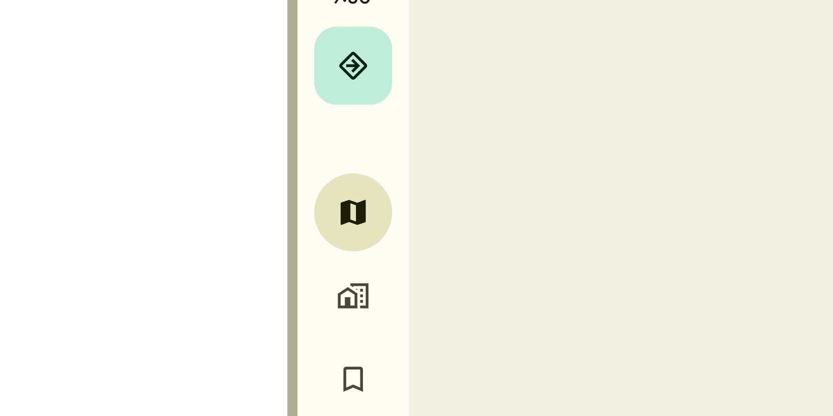 Rendered example of the Navigation rail Material widget.
