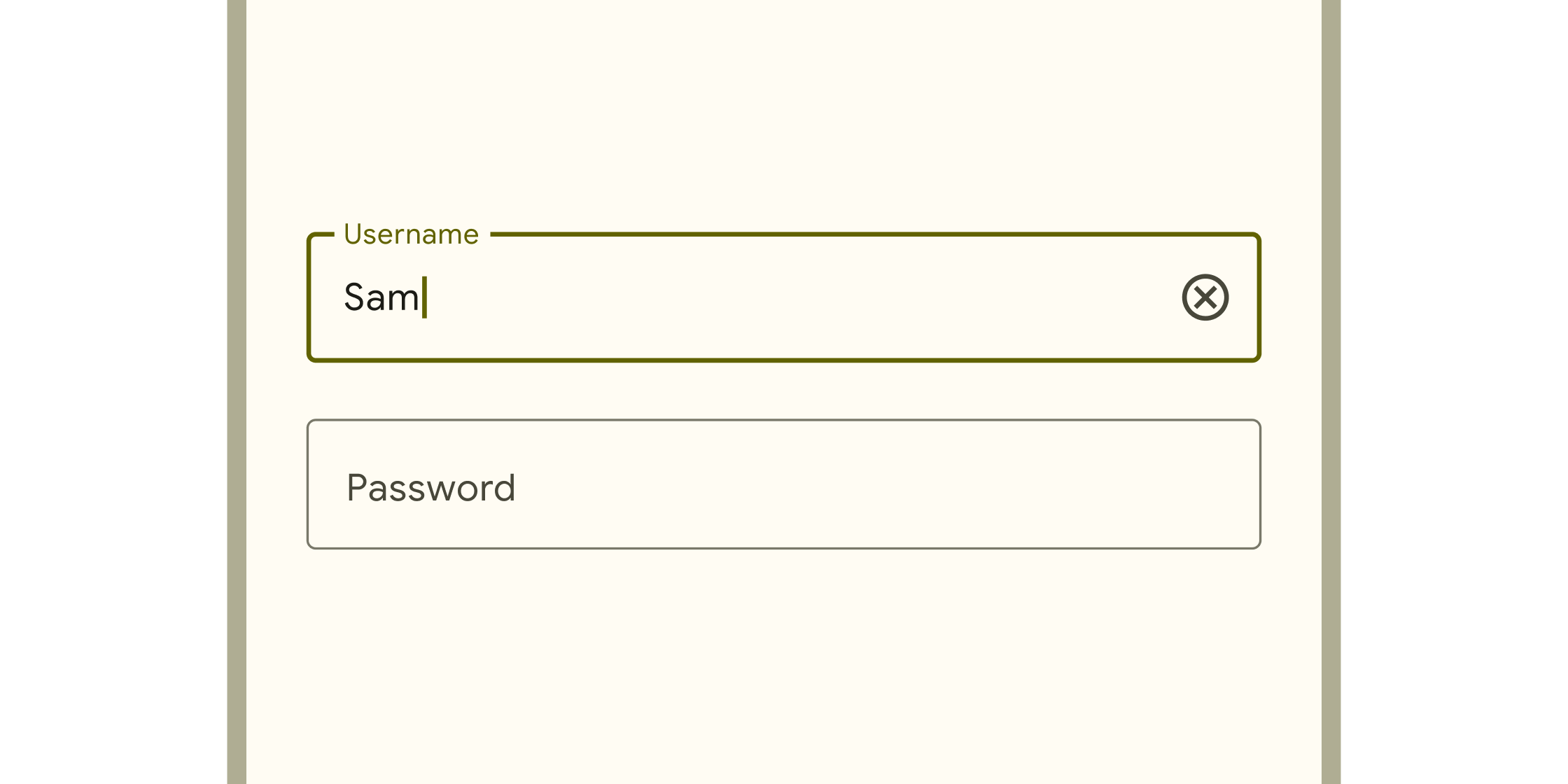 Rendered example of the TextField Material widget.